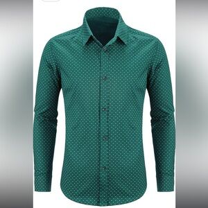 WULFUL Men's Casual Long Sleeve Dress Shirt Business Button Down Regular Fit